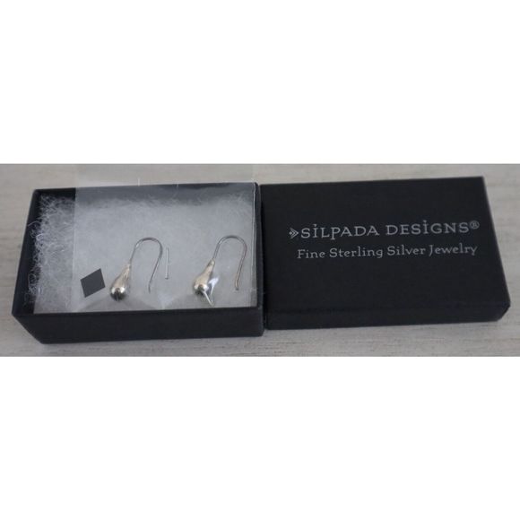 Silpada Designs Fine Sterling Silver Fish Hook Tear Drop Dangle Earrings - Picture 1 of 6